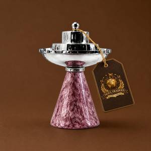 Brûleur d'encens métallique Skies Trader Bk0812 avec base blanche, encensoir arabe Mabkhara, brûleur de Bakhoor, couvercle chromé argenté, support pour Oud, Ramadan - Product Image 2