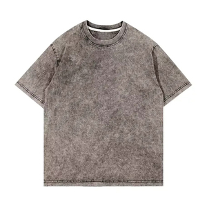 เสื้อยืดวินเทจลายฟอกสีขายส่งสำหรับผู้ชาย ผ้าฝ้าย 100% สวมใส่สบาย เสื้อยืดวินเทจลายฟอกสี ทรงโอเวอร์ไซส์ คอกลม แห้งเร็ว - Product Image 2