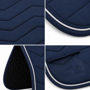 Custom Navy Blue Equestrian Saddle Pad White Piping Four-Way Stretch Quilted for Horse Riding Dressage Jumping OEM - Product Image 4