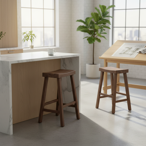 Taburete Alto de Barra, Redondo, de Madera de Caucho Sólida, Moderno, Minimalista, Mueble para el Hogar, Duradero y Ligero - Product Image 2