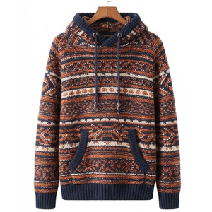 Sweat à capuche d'hiver pour homme en coton jersey tricoté haute densité, écologique, imperméable, avec impression numérique personnalisée en usine et délavage à l'acide - Product Image 3