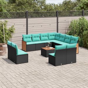 Set Divano da Esterno 12 Pezzi in Polyrattan Nero con Cuscini - Elegante Collezione Arredamento da Giardino - Product Image 1