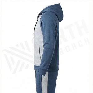 Chándal con Capucha para Hombre, Diseño Color Block, Manga Larga, Cierre de Cremallera, Ropa Deportiva Informal con Bolsillos Laterales, para Otoño - Product Image 3