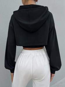 เสื้อครอปฮู้ดดี้ผู้หญิงขายส่ง โลโก้สั่งทำ ผ้าฝ้ายเฟรนช์เทอร์รี่ น้ำหนักเบา เสื้อสเวตเชิ้ตครอป สไตล์ลำลอง แฟชั่นพรีเมียม สตรีทแวร์ - Product Image 5