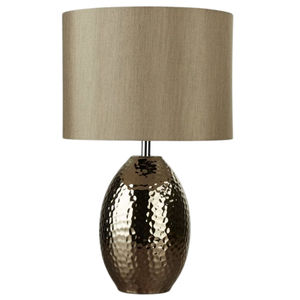 Lámpara de mesa de metal martillado negro de diseño atractivo con pantalla de lino blanco para decoración de sala de estar y dormitorio, iluminación de cabecera - Product Image 5