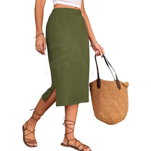 Jupe droite grande taille pour femme, extensible et confortable, idéale pour le bureau, coupe droite, taille haute - Product Image 5