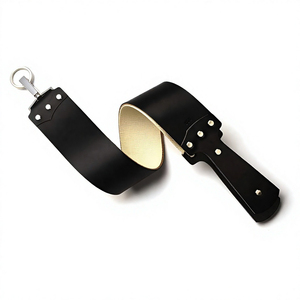 Sangle d'entretien en cuir PU noir avec anneau métallique pour l'entretien des lames, accessoire réutilisable en cuir - Product Image 1