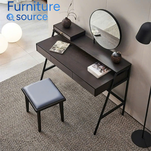 Mesa de tocador de melamina MDF moderna personalizada del fabricante de Vietnam, gabinete de almacenamiento con espejo iluminado con LED para dormitorios de belleza personal - Product Image 4