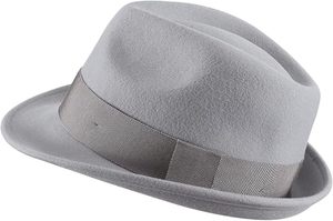 Gray Wool Fedora <b>Hat</b> with Ribbon <b>Band</b> Unisex Classic Style for Casual Wear Spring Autumn Adult Size 56-58CM - Product Image 5