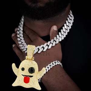 Colgante de Moissanita Personalizado con Diseño de Fantasma, Plata de Ley 925 Bañada en Oro, Joyería Fina, Colgantes y Dijes, Joyería Hip Hop - Product Image 2