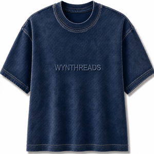 Custom Made Premium Denim Oversized Vintage Washed T-Shirts Heavyweight Cotton Streetwear Tee Custom Embroidery OEM/ODM Apparel - Product Image 3