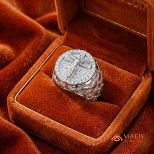 <b>Mens</b> <b>Silver</b> Tone Moissanite Diamond Cross <b>Ring</b> Hip Hop Statement Jewelry Fashion <b>Ring</b> for <b>Men</b> Stylish - Product Image 5