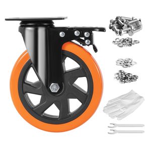 Set di 4 Ruote Girevoli da 6 Pollici, Capacità di Carico 700 Libbre, Blocco di Sicurezza A/B, Silenziose, Resistenti, in PVC 200mm, Personalizzabili (OEM) - Product Image 1