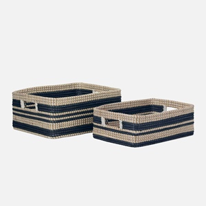 Panier rustique tressé en jonc de mer écologique, le plus vendu, pour rangement domestique durable, par le fabricant Vietrustic - Product Image 2