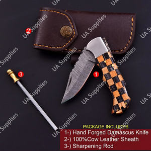 Damascus Steel Camping <b>Folding</b> Pocket <b>Utility</b> <b>Knife</b> OEM ODM OBM Drop Point Blade Slide Open Colorful Handle Industrial Grade - Product Image 4