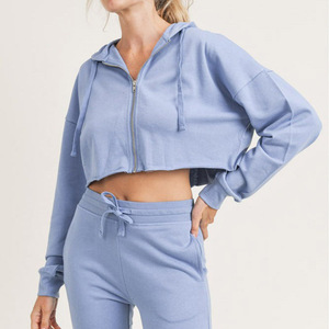 Pullover Terry High-neck Autumn Fitness Sports Outdoor Running Drawstring Zipper Front Logo Loose Long-sleeved Women Sweater - Product Image 6