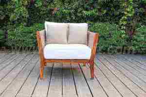 Contemporary Outdoor <b>Garden</b> <b>Sofa</b> Set with Wooden Frame and Gray Cushions for Patio Use - Product Image 2