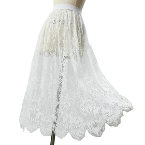 Falda negra elegante de 2 longitudes, falda larga de tul transparente de encaje blanco, falda Midi de playa elástica de cintura alta para mujer para marcas - Product Image 6