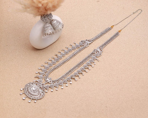 Collar de Dos Capas con Diamantes CZ, Chapado en Oro Blanco de 18K, Collar Largo Elegante para Mujer, Joyería de Boda - Product Image 3