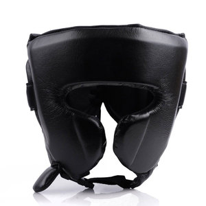 Casque de boxe Econex Sports, demi-masque en cuir noir et marron, équipement de protection, fermeture à boucle, 7 aérations pour adultes - Product Image 1