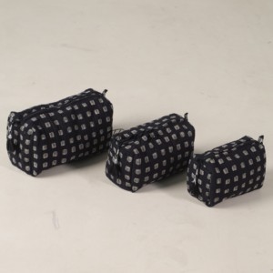 Wholesale Assorted Indian Hand Block Print Quilted Cotton Toiletry Bag Set of 3 - Product Image 1