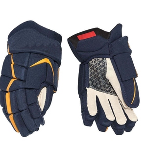 Gants de hockey sur glace en cuir suédé noir pour adulte, rembourrage de protection, fermeture auto-agrippante, ourlet évasé, franges brodées - Product Image 5