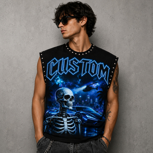 Débardeur personnalisé surdimensionné avec impression graphique DTG, 100% coton jersey, sans manches, logo personnalisé imprimé, t-shirt unisexe pour streetwear - Product Image 2