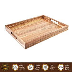 Proveedor líder de bandejas de madera de acacia de color claro quemado de alta calidad para servir alimentos en el hogar, hoteles y restaurantes - Product Image 4