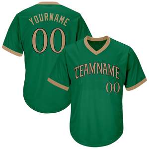 Maillot de baseball personnalisé avec numéro et nom, col en V, coupe athlétique, passepoil contrastant sur les manches, vêtement de performance - Product Image 1