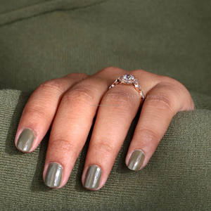 Bague de fiançailles vintage en or rose 18 carats serti halo de grappes de diamants créés en laboratoire or jaune massif 14 carats diamant d'anniversaire à la mode - Product Image 4