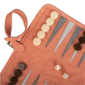 Custom Portable Leather Foldable Travel <b>Backgammon</b> Set for Outdoor & Party Use with Companion Roll-Up <b>Board</b> - Product Image 4