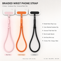 Dragonne de poignet pour téléphone à fermoir métallique autobloquant, cordon court tressé réglable anti-perte, attache universelle pour téléphone portable