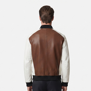 <b>Men</b> <b>Leather</b> Bomber <b>Jacket</b> with Zipper <b>Men's</b> <b>Leather</b> <b>Jacket</b> Custom Made <b>Men</b> Side Pockets <b>Leather</b> Bomber <b>Jackets</b> - Product Image 2