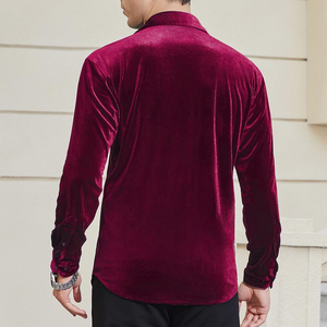 เสื้อกำมะหยี่ผู้ชายแฟชั่นล่าสุดปี 2026 ทรงปกติ สวมใส่สบาย สีพื้น สามารถสั่งทำโลโก้ของคุณเองได้ - Product Image 2
