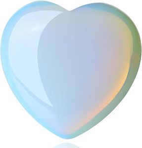 Opalite Crystal Heart Palm <b>Stone</b> 1.8x1.4 Inch Carved Folk <b>Art</b> Fashion Trend Decorative Meditation Gift Home Decor ALIZA AGATE - Product Image 3