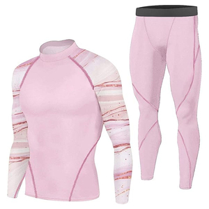 Ensemble de survêtement de compression pour hommes, anti-transpiration, athlétique, sans coutures, pour la gym, l'entraînement et le sport, fabrication OEM - Product Image 3