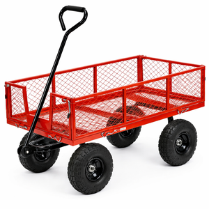 Carrito de Jardín de Malla de Acero Resistente, Capacidad de Carga de 600 lb, Laterales Desmontables Plegables, Neumáticos Neumáticos de 10 Pulgadas, Carro Utilitario Negro ODGGAD013 - Product Image 5