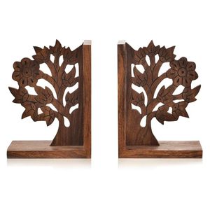 Porte-livres en bois gravé en forme d'arbre pour la décoration de la maison, supports décoratifs pour bibliothèque, bureau et bibliothèque - Product Image 1