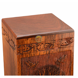 Handcrafted lifetree bird wave urn & Natural Wood Cremation Urn Ashes <b>Box</b> Artistic Funeral <b>Memorial</b> Keepsake by AYAANS - Product Image 4