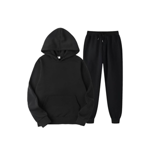 Unisex Hooded Tracksuit Full Sleeve Solid Color Casual Loose Fit Drawstring <b>Pants</b> Breathable Cotton Autumn Wear - Product Image 5