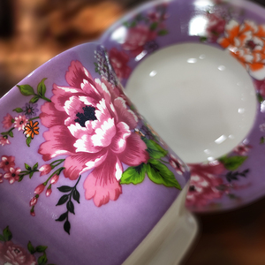 Gaiwan en céramique de Taiwan imprimé par transfert d'eau, motif fleur de cerisier rétro violet, luxueux et exquis - Cadeau promotionnel - Product Image 4