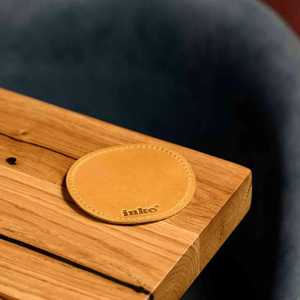 Luxury Genuine Leather Coaster <b>Set</b> for <b>Whiskey</b> Glass Round Drink Mats Tableware Accessories Custom Branded GLC-0033 - Product Image 3