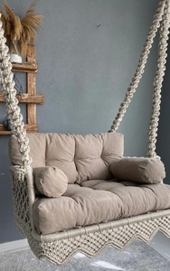 Silla colgante de macramé, columpio grande de macramé, silla colgante de macramé de algodón, silla columpio de macramé, columpio de macramé hecho a mano - Product Image 2