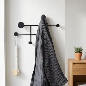Perchero de Pared Metálico Moderno con Múltiples Ganchos, Organizador Decorativo para Entrada, Baño, Dormitorio, Perchero Colgante, Ahorro de Espacio - Product Image 4