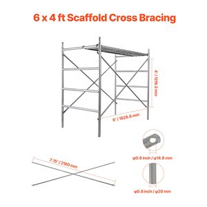 Barre Trasversali Diritte per Ponteggi 6ft x 4ft, Confezione da 4, in Acciaio al Carbonio, Accessorio di Sicurezza a X per Ponteggi - Product Image 2