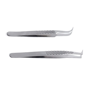 Ensemble de pinces à cils en acier inoxydable Madriq International, pointe incurvée et pointue, outil professionnel pour les cils, pointe fine 10 mm - Product Image 3