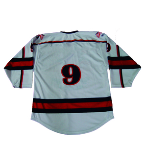 Jersey de Hockey sobre Hielo Personalizado para Hombre, Azul, Verde y Blanco, Cuello Redondo, Manga Larga, Sublimación Impresa, Capitán, Malla Transpirable - Product Image 2