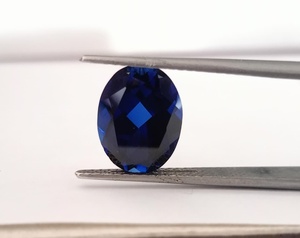 Piedra preciosa suelta de corte ovalado azul, cultivada en laboratorio al 100%, certificada por IGI, hecha a mano en India, para la elaboración de joyería elegante, anillos y pendientes. - Product Image 2