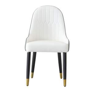 Modern <b>Faux</b> <b>Leather</b> <b>Dining</b> <b>Chairs</b> Set of 2 White and <b>Grey</b> with Metal Legs for Living <b>Dining</b> or Reception Room - Product Image 2