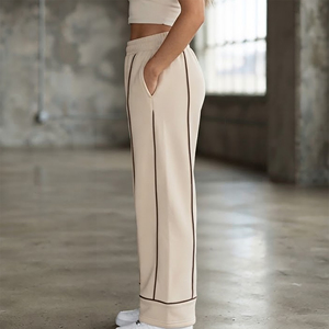 Pantalones Deportivos Holgados de Felpa 100% Algodón a Precio de Mayoreo, Diseño con Ribetes, Ropa Deportiva para Gimnasio y Entrenamiento, Estilo Holgado para Mujer - Product Image 5